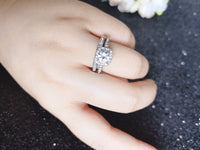Wedding ring studded with shiny zircon crystals