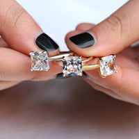 Classic Engagement Ring with Square Cutting CZ Prong Setting