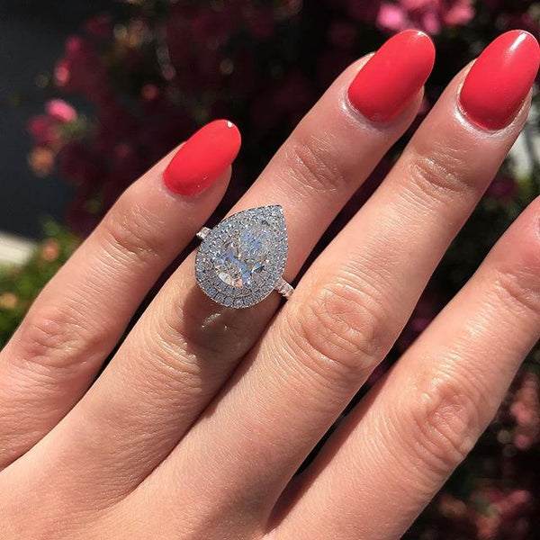 Wedding Ring Band Trendy Pear Shaped Cubic Zircon