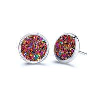 Round earrings in gold and silver