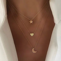 New Multilayer Crystal Moon Necklaces