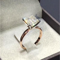 Classic Engagement Ring with Square Cutting CZ Prong Setting