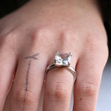 Classic Engagement Ring with Square Cutting CZ Prong Setting