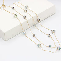bohemian handmade jewelry blue flower large bead Stone necklace