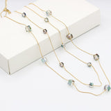 bohemian handmade jewelry blue flower large bead Stone necklace