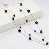 bohemian handmade jewelry blue flower large bead Stone necklace