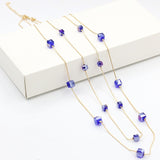 bohemian handmade jewelry blue flower large bead Stone necklace