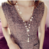 bohemian handmade jewelry blue flower large bead Stone necklace