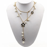 bohemian handmade jewelry blue flower large bead Stone necklace