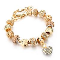 Luxury Crystal Heart Charm Bracelets & Bangles Gold Bracelets