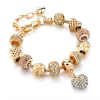 Luxury Crystal Heart Charm Bracelets & Bangles Gold Bracelets