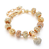 Luxury Crystal Heart Charm Bracelets & Bangles Gold Bracelets