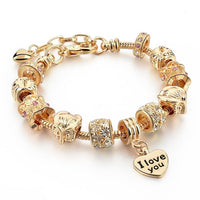 Luxury Crystal Heart Charm Bracelets & Bangles Gold Bracelets