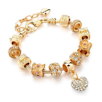 Luxury Crystal Heart Charm Bracelets & Bangles Gold Bracelets