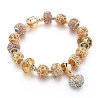 Luxury Crystal Heart Charm Bracelets & Bangles Gold Bracelets