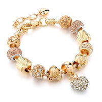 Luxury Crystal Heart Charm Bracelets & Bangles Gold Bracelets