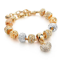 Luxury Crystal Heart Charm Bracelets & Bangles Gold Bracelets