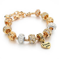Luxury Crystal Heart Charm Bracelets & Bangles Gold Bracelets