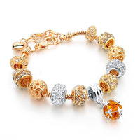 Luxury Crystal Heart Charm Bracelets & Bangles Gold Bracelets