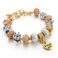Luxury Crystal Heart Charm Bracelets & Bangles Gold Bracelets