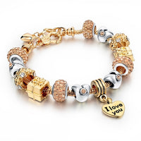 Luxury Crystal Heart Charm Bracelets & Bangles Gold Bracelets