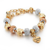 Luxury Crystal Heart Charm Bracelets & Bangles Gold Bracelets