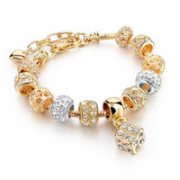 Luxury Crystal Heart Charm Bracelets & Bangles Gold Bracelets