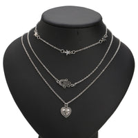 Necklace five stars peach heart palm multilayer